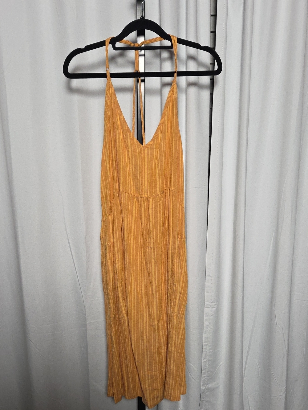 Prana Mustard Yellow Striped Maxi Dress